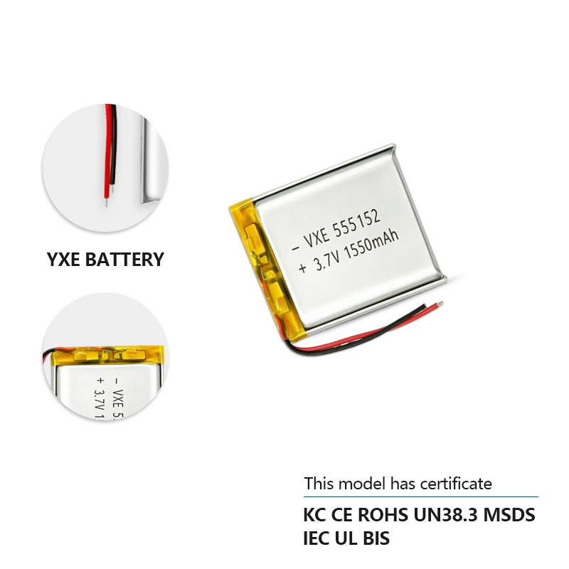 3.7 V Li-ion Battery 555152-1550mah